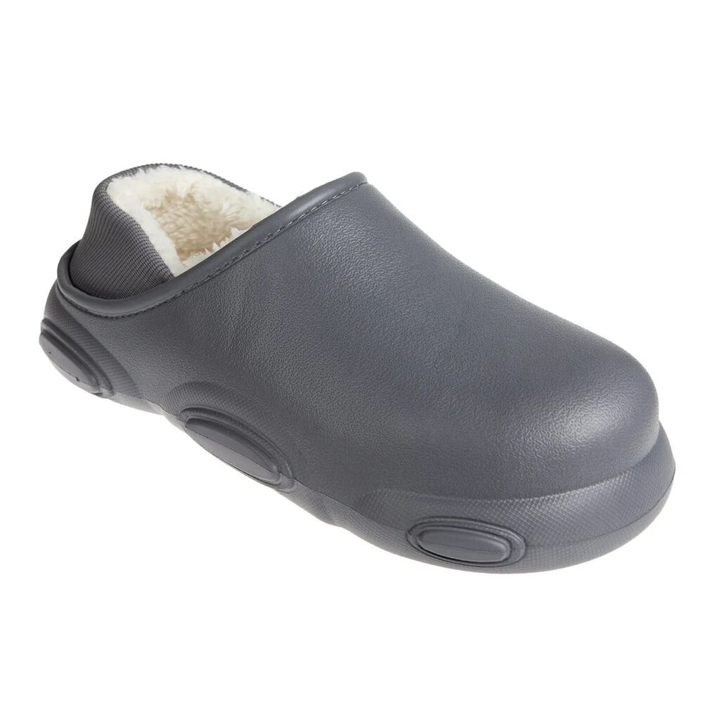 FOAMWALK Men's Clogs Soft Comfortable EVA Clog with Faux Fur Lining Gray Size 8